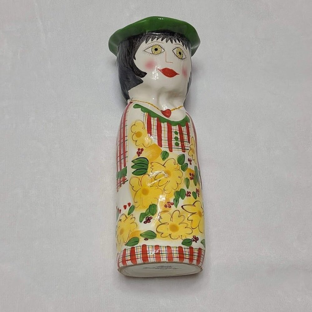 Vintage 1980s Bella Casa Daisy Susan Paley By Ganz hand Painted Ceramic Vase 11" - Picture 2 of 12